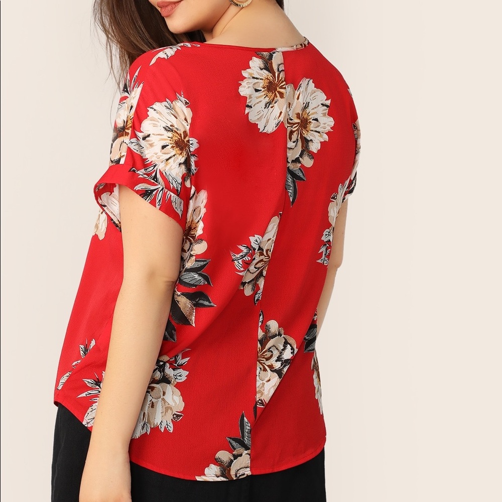 NWT red floral blouse